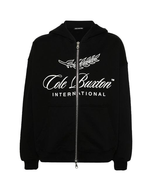 Cole Buxton Black International Logo-Print Hoodie for men