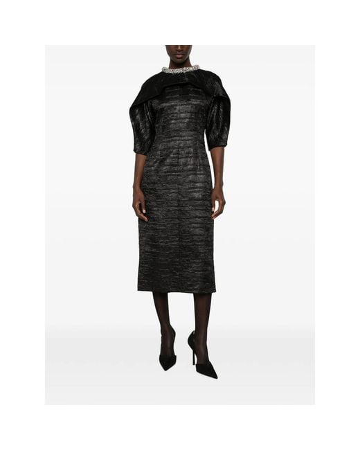 Jonathan Simkhai Black Crystal-Embellished Midi Dress