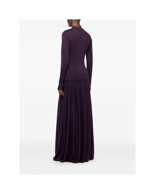Rabanne Purple Button-Cuff Knitted Sweater