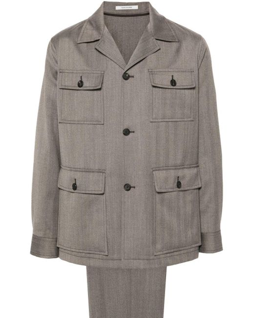 Tagliatore Gray Single-Breasted Virgin Wool Suit for men