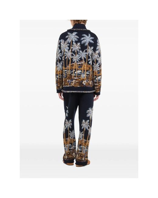Alanui Blue Diamond Head Fringed Cardigan for men