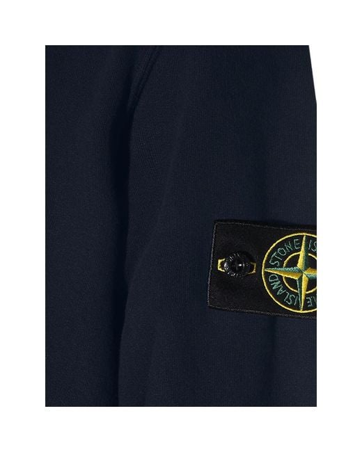 Stone Island Blue Logo-Patch Crew-Neck Sweater for men