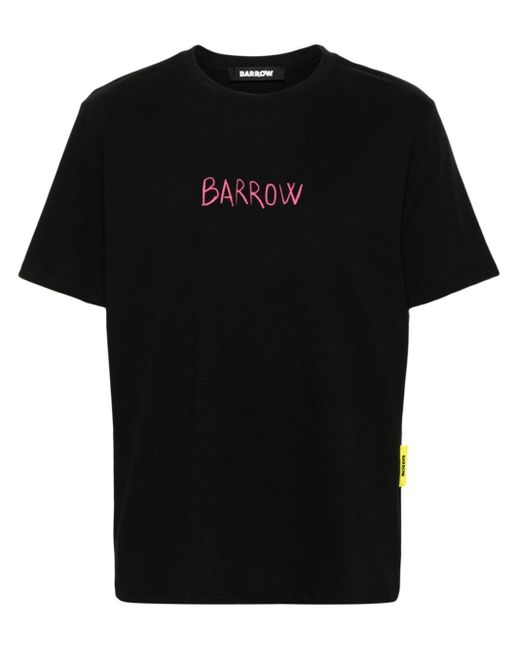 Barrow Black Logo-Print Cotton T-Shirt