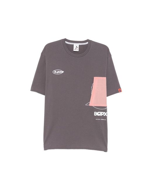 A Bathing Ape Gray Logo-Print Panelled T-Shirt for men