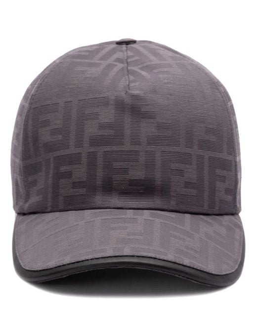 Fendi Gray FF Jacquard Baseball Cap for men