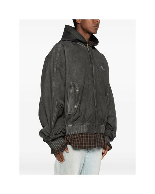 MADFRENZY Gray Hooded Jacket for men
