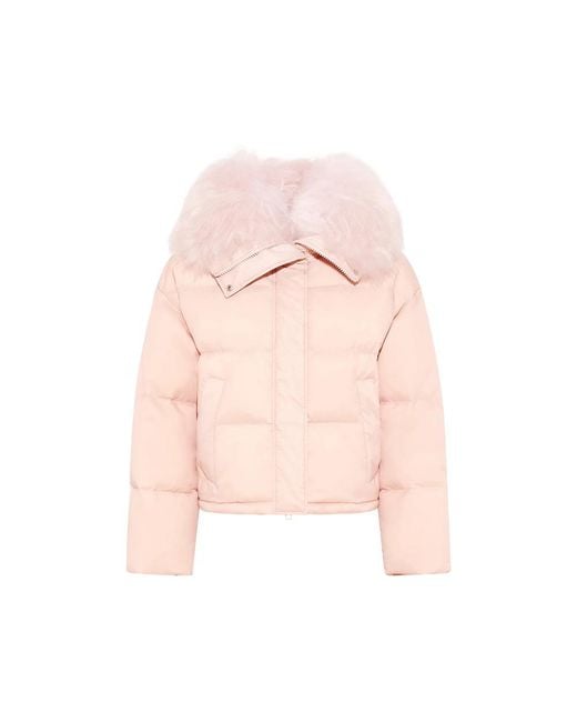 Yves Salomon Pink Shearling-Trim Down Jacket