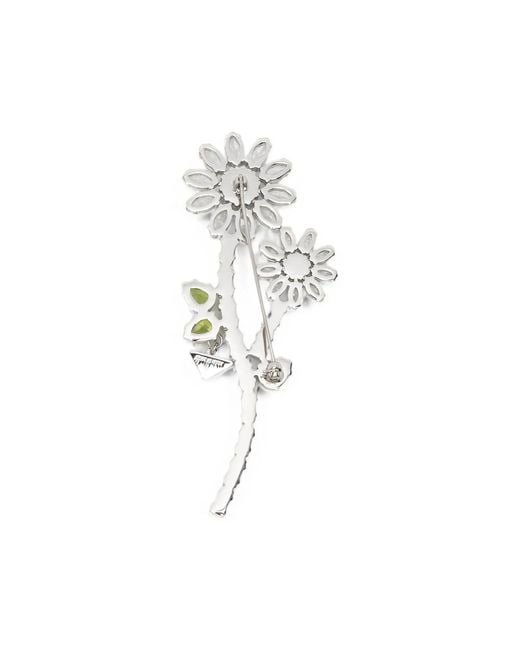 Prada Metallic Floral Brooch