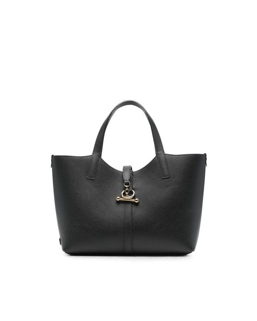 Strathberry Black Midi Kite Leather Bar-Detail Tote Bag