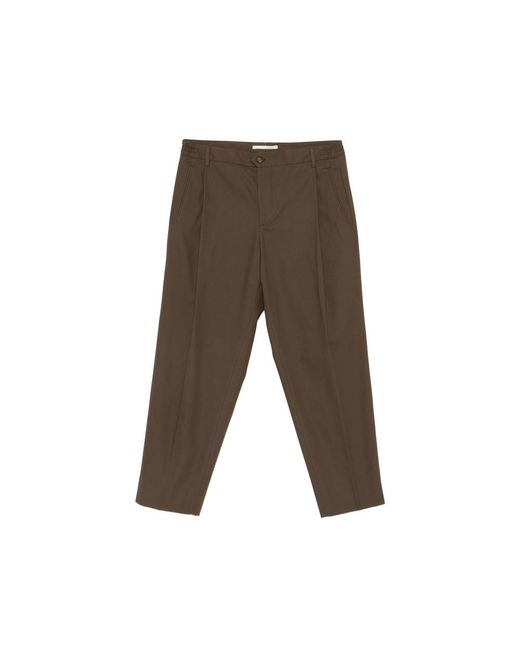 BRIGLIA Brown Pleated Trousers for men