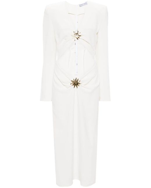 ROWEN ROSE White Sun-Appliqué Cady Maxi Dress
