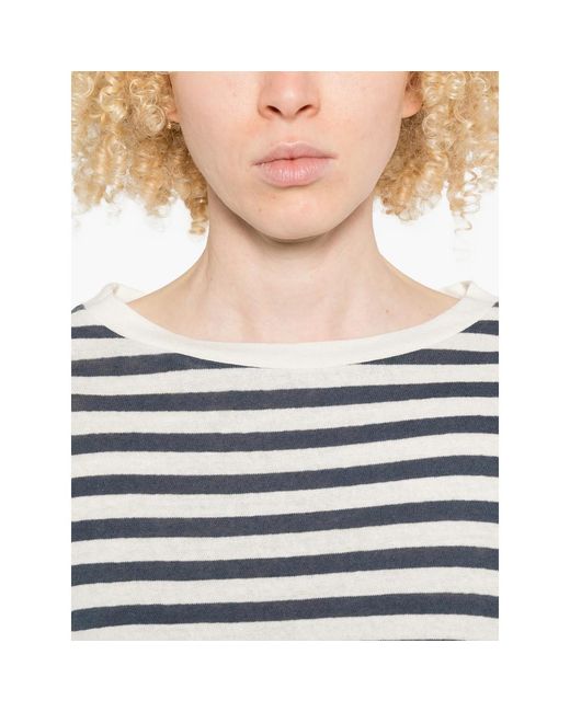 Majestic Filatures Blue Striped T-Shirt