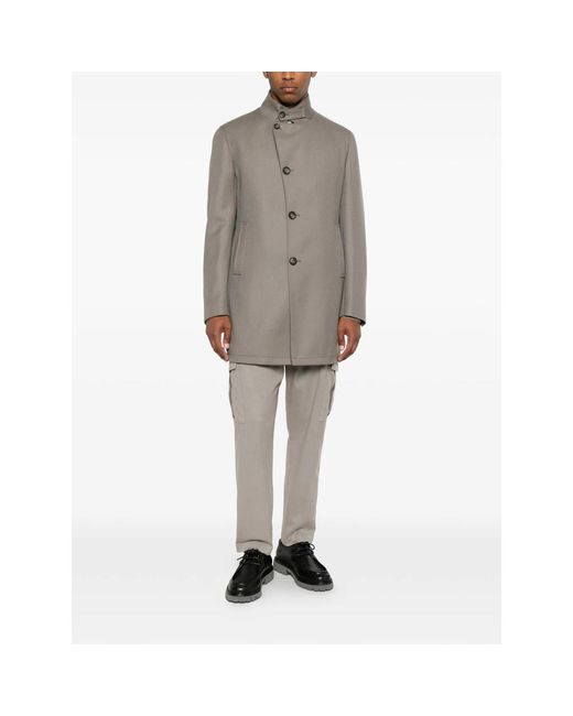Tagliatore Gray Single-Breasted Coat Gordon for men