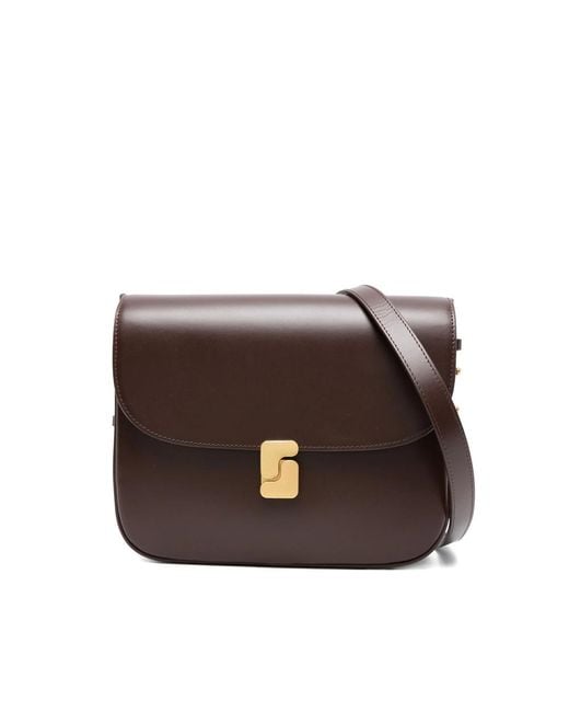 Soeur Brown Flap-Closure Cross Body Bag