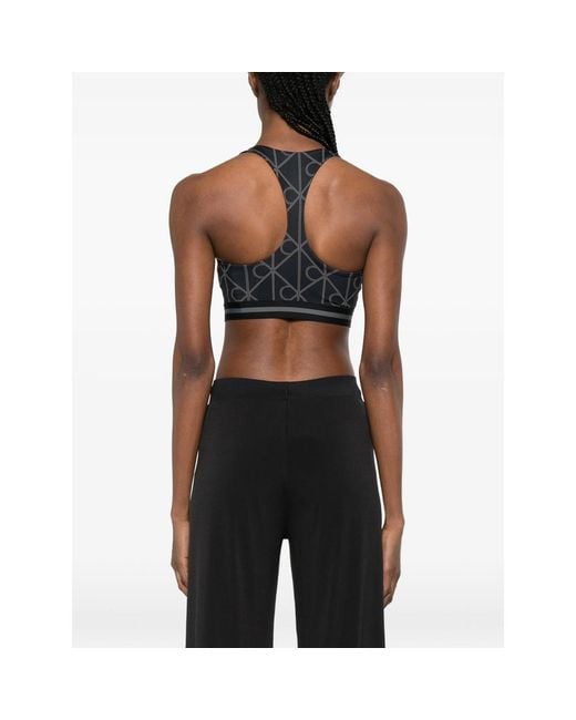 Calvin Klein Black Patterned Performance Top