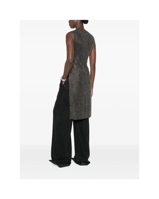 Alexander Wang Black Crystal-Embellished Asymmetric Top
