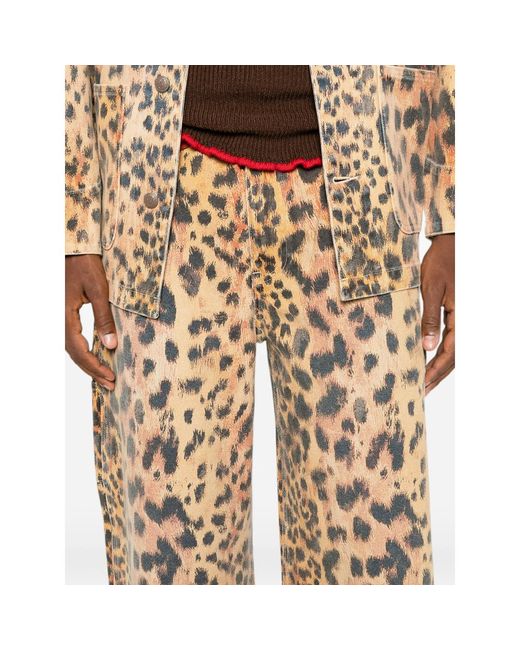 R13 Natural Leopard-Print Wide-Leg Trousers for men