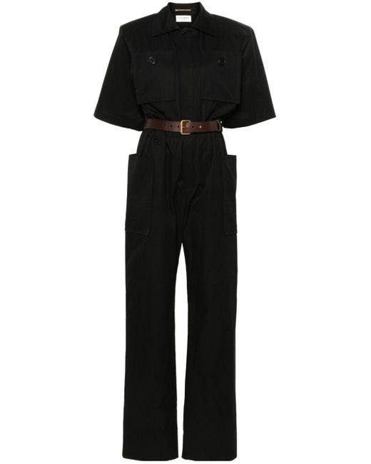 Saint Laurent Black Short-Sleeve Cotton Jumpsuit