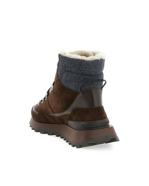 Brunello Cucinelli Brown Lace-Up Ankle Boots