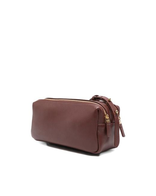 Elleme Brown Double-Zip Leather Cross Body Bag