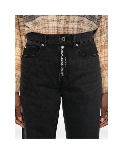 Alexander Wang Black Logo-Embellishment Buttoned Jeans