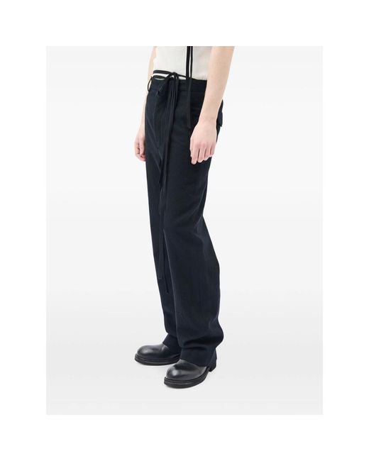 Ann Demeulemeester Blue Brushed-Wool Trousers for men