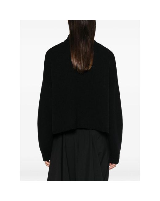 Lisa Yang Black Ribbed-Knit Roll-Neck Sweater