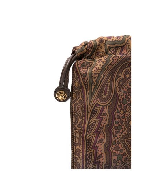 Etro Brown Paisley-Print Drawstring Tote Bag