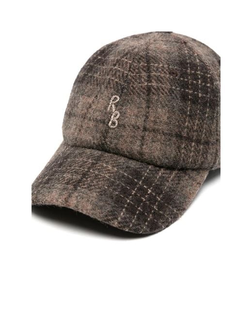 Ruslan Baginskiy Brown Check-Pattern Monogram-Embroidered Baseball Cap