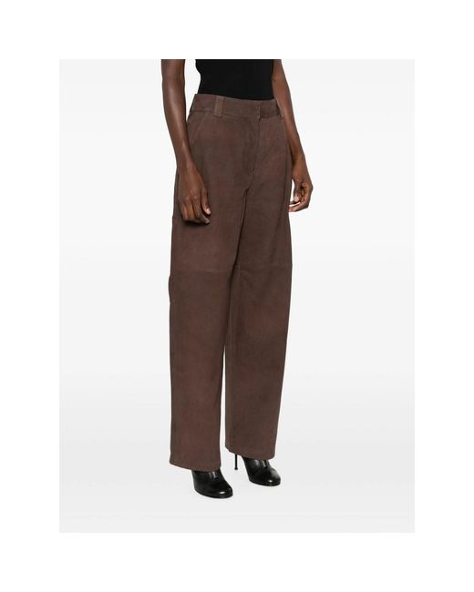 IRO Brown Leather Panelled Trousers