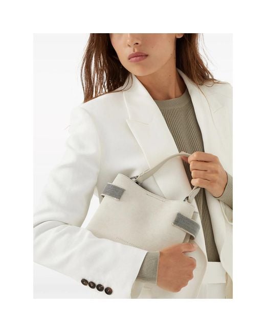 Brunello Cucinelli Gray Neutrals Tote Bags