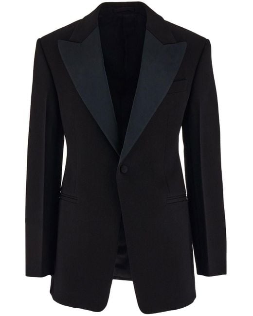 Ferragamo Black Single-breasted Tuxedo Blazer for men