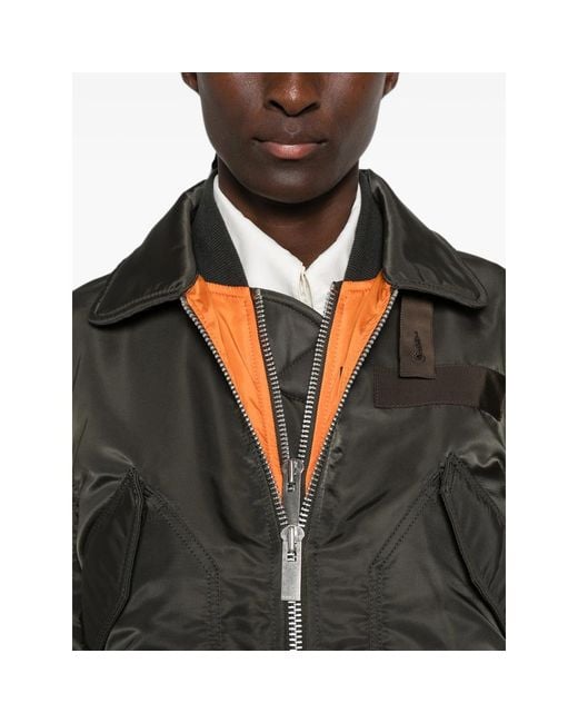 Sacai Black Layered-Design Zip-Up Jacket