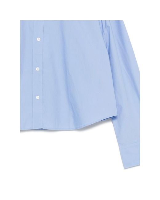 Calvin Klein Blue Light Cropped Shirt With Button Fastening