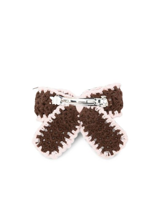 Stine Goya Brown Crochet-Knit Bow Hair Clip