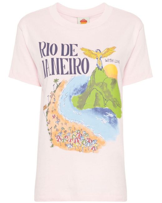 Farm Rio Blue Rio De Janeiro-Print T-Shirt