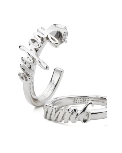 MM6 by Maison Margiela Metallic Lettering Hoop Earrings