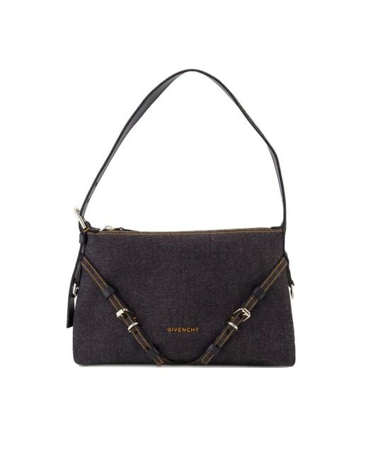 Givenchy Black Medium Voyou Denim Shoulder Bag