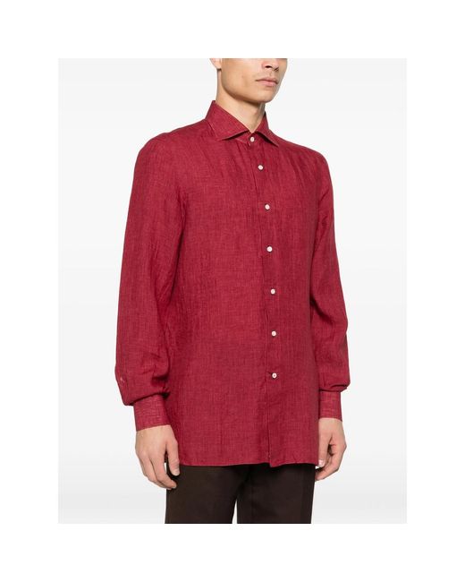Isaia Red Buttoned Shirt for men