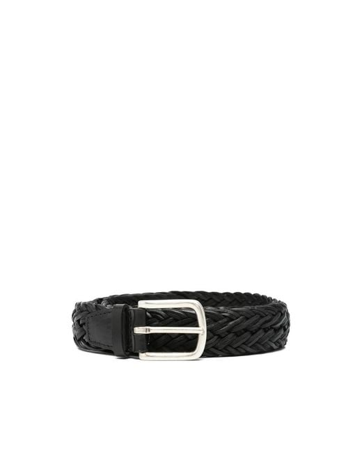 Orciani Black Braided Leather Belt for men
