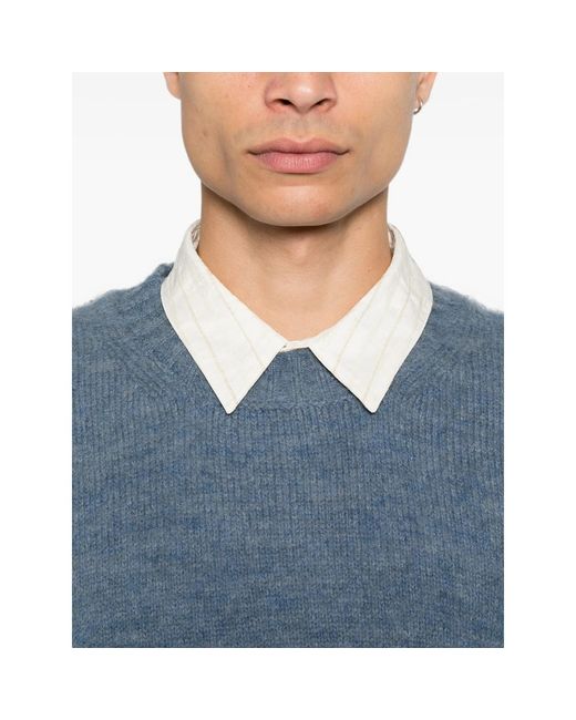 Diana Studio Blue Brushed-Knit Crew-Neck Sweater for men