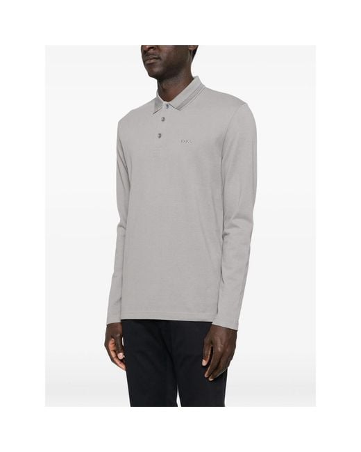 Boss Gray Long-Sleeve Polo Shirt for men