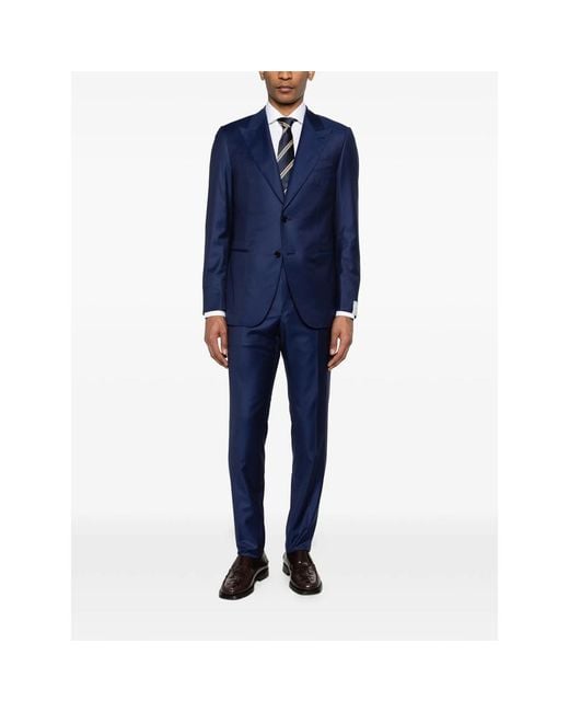 Caruso Blue Peak-Lapel Suit for men
