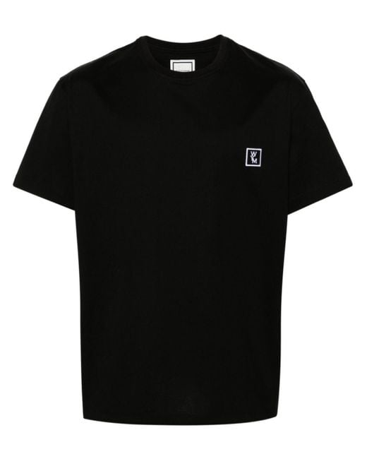 Wooyoungmi Black Logo-Patch Cotton T-Shirt for men