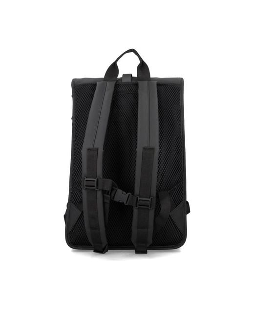 Rains Black Large Rolltop Backpack for men