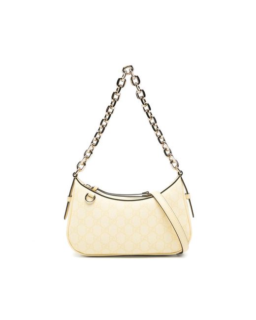 Gucci Chain-Strap Gg-Pattern Shoulder Bag in Natural | Lyst UK