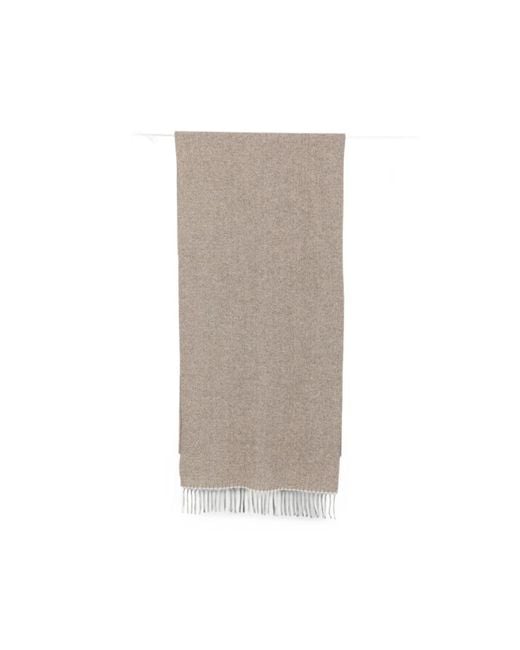 Fileria Brown Herringbone-Pattern Fringed Scarf for men