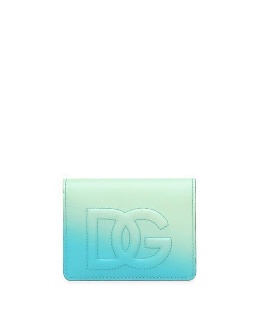 Dolce & Gabbana Blue Logo-Embroidered Ombré-Effect Wallet