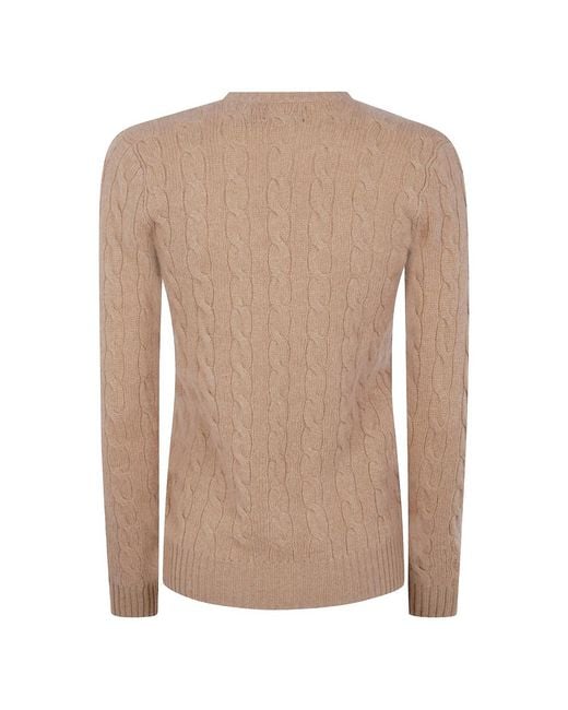 Ralph Lauren Natural Cable-Knit V-Neck Sweater
