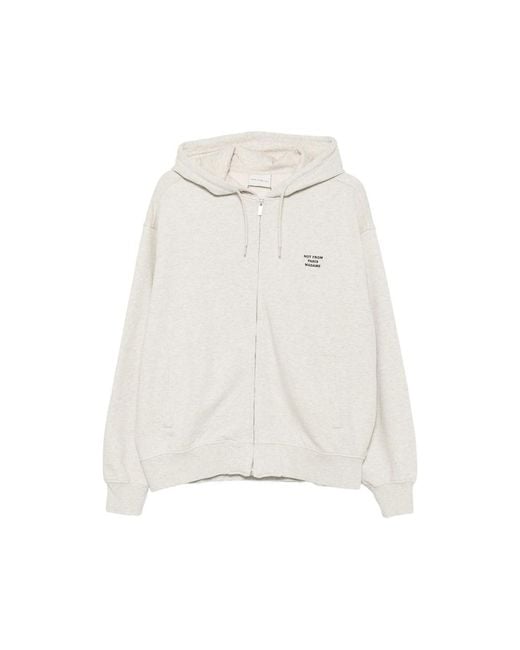 Drole de Monsieur White Logo-Detail Zip-Fastening Hoodie for men